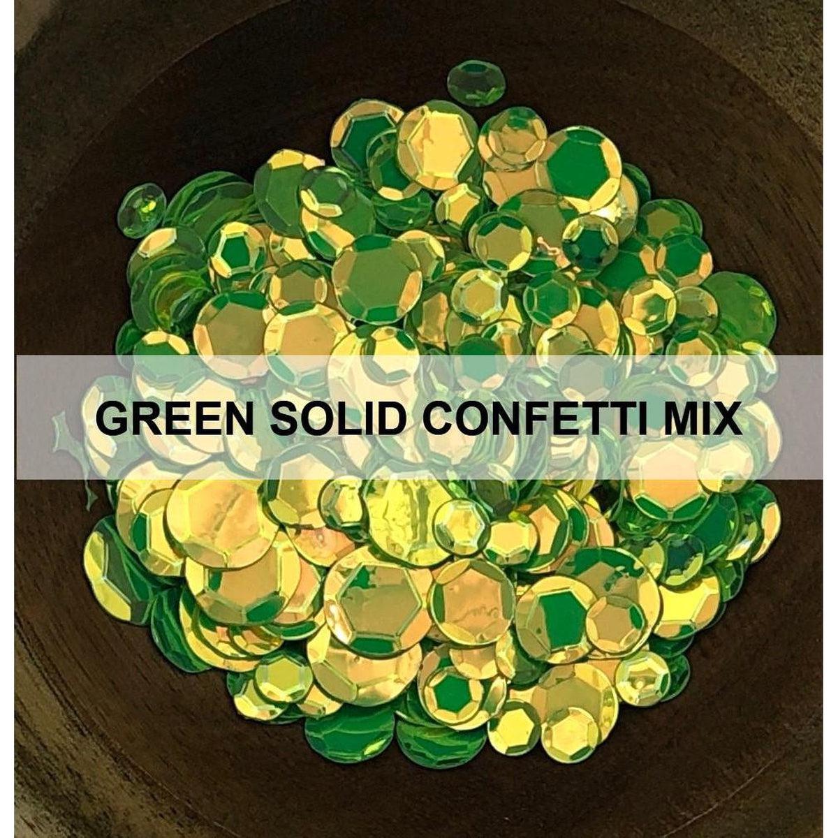 Green Solid Confetti Mix - Sequins - Kat Scrappiness