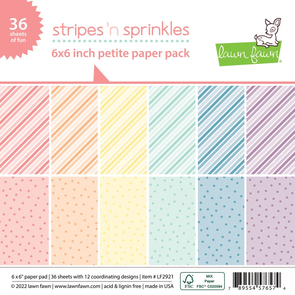 Stripes n' Sprinkles Petite Paper Pack 6"X6" by Lawn Fawn