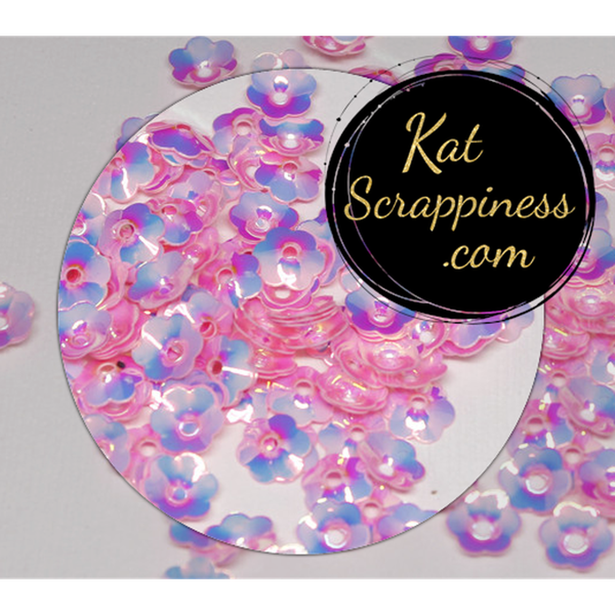 6mm Pink Flower Blossoms Sequins - Kat Scrappiness
