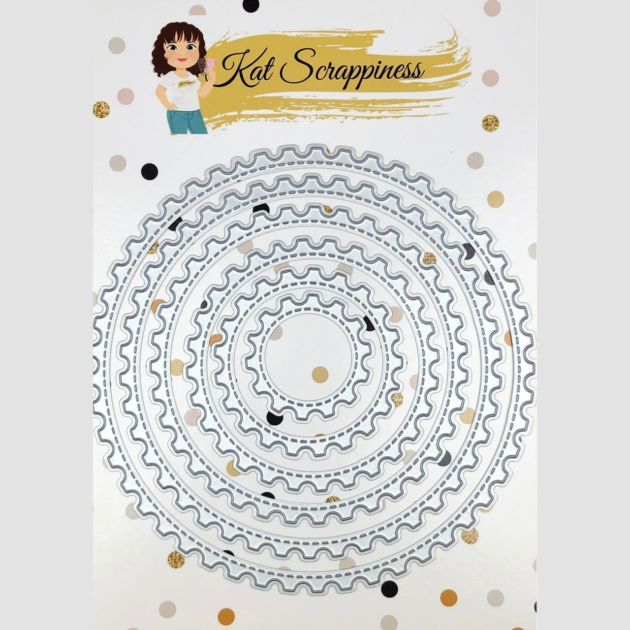 Stitched Postage Stamp Edge Circle Dies - Kat Scrappiness