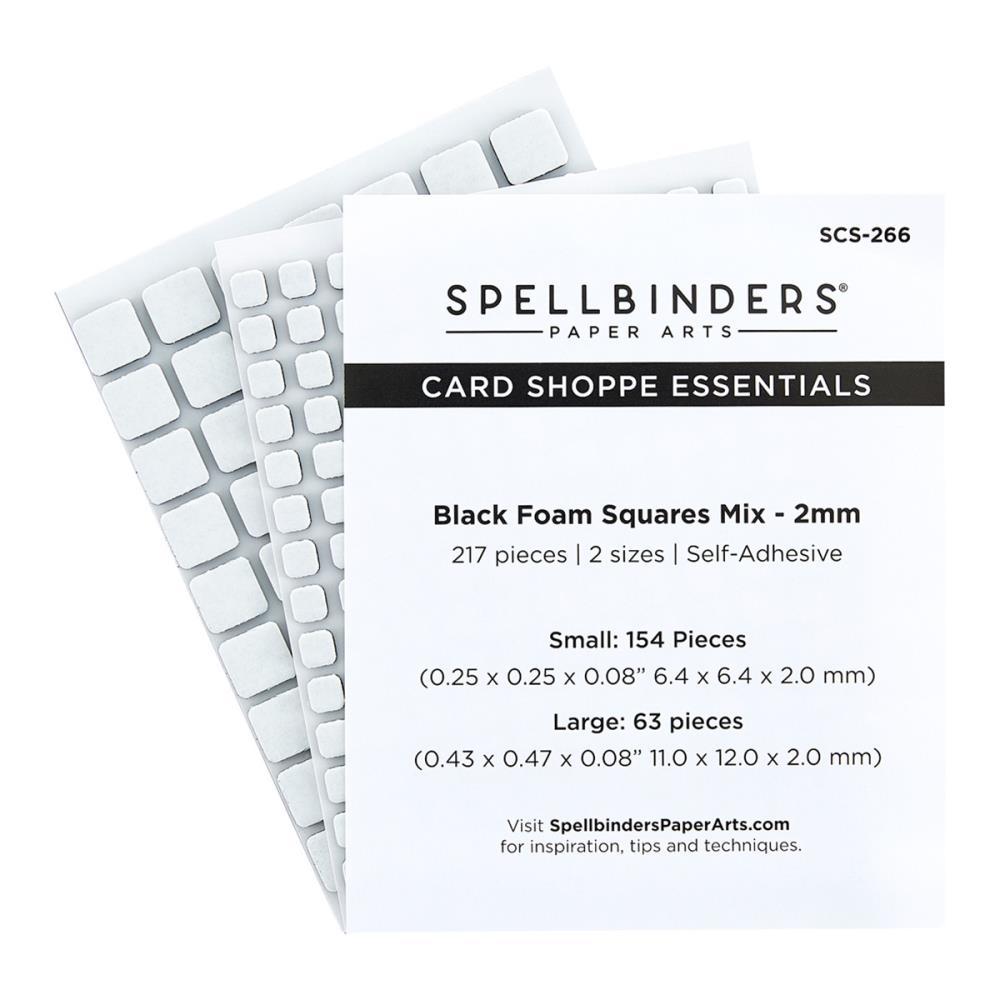 Spellbinders Card Shoppe Essentials Foam Squares Mix, Black, 2mm