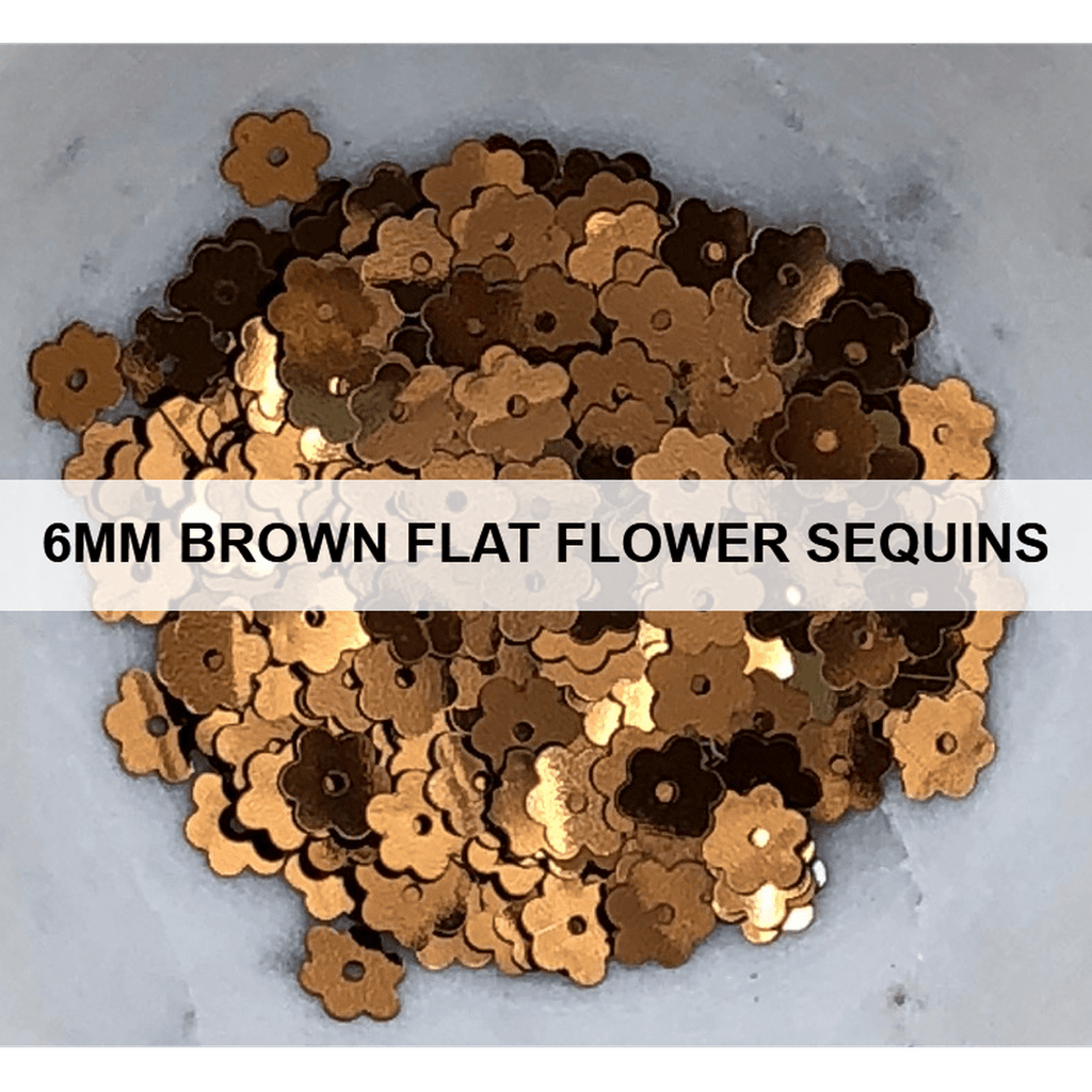 6mm Brown Flat Flower Sequins