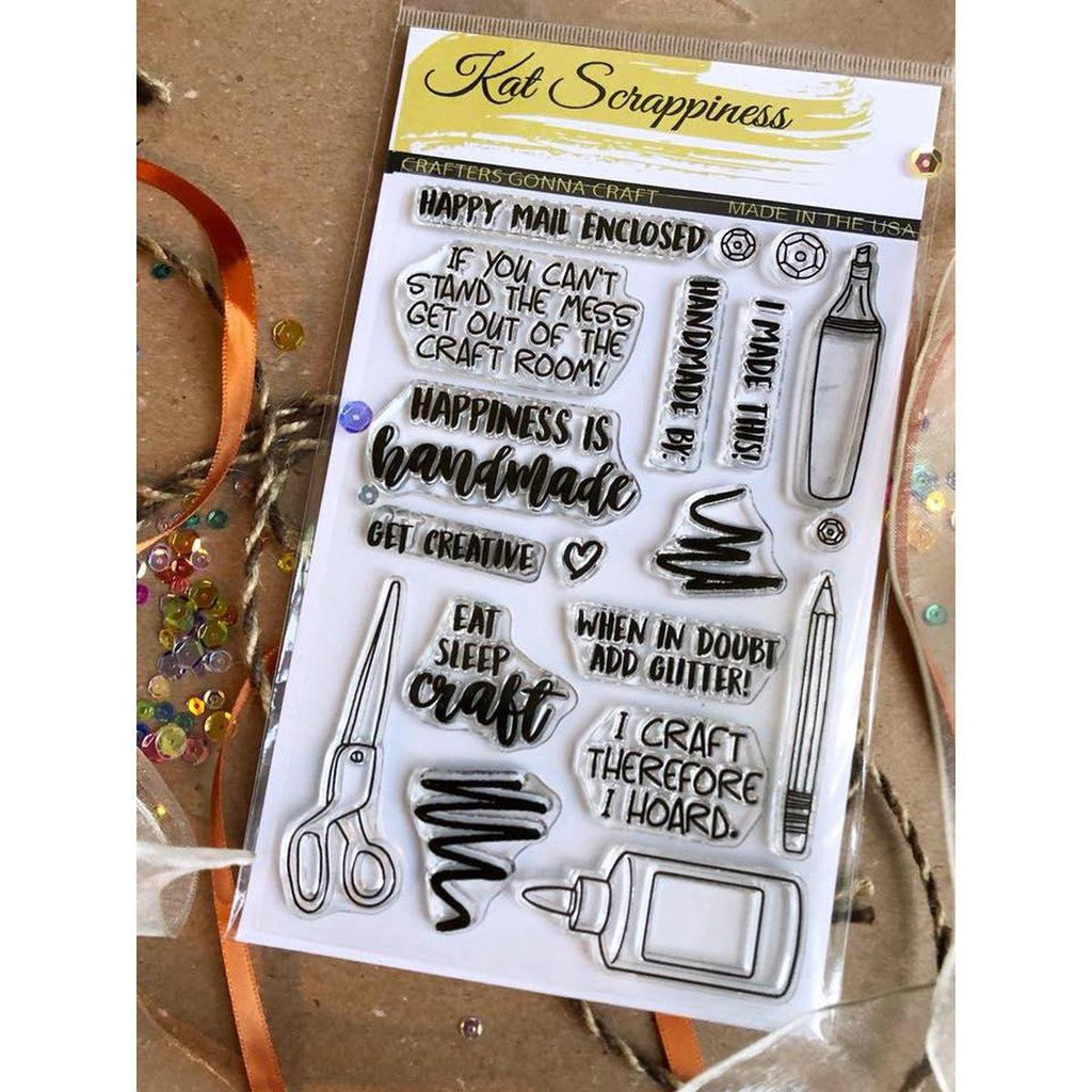 Crafters Gonna Craft 4"x6" Clear Stamp Set by Kat Scrappiness - Kat Scrappiness