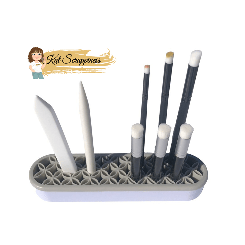 Silicone Tool Caddy | Blending Brush Holder | Grey & White
