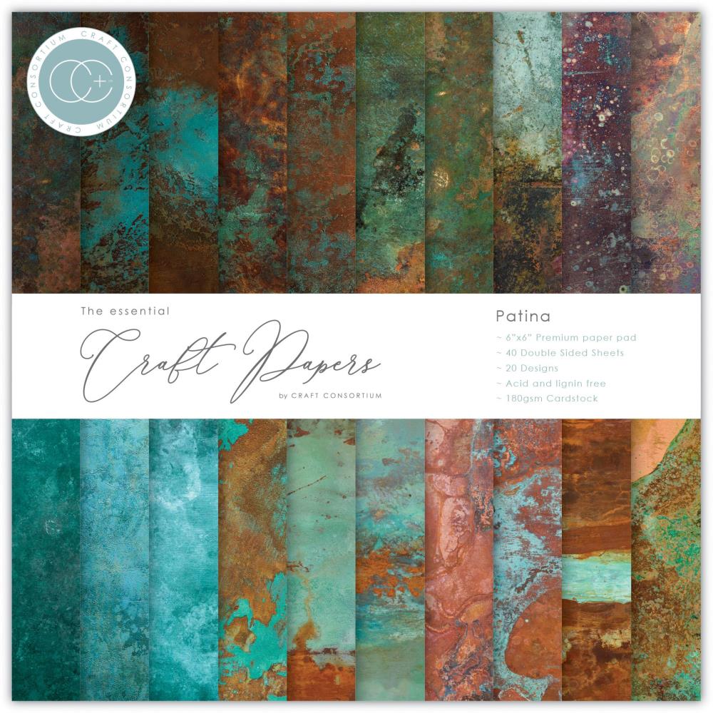 Craft Consortium Double-Sided Paper Pad 6"X6" 40/Pkg - Patina