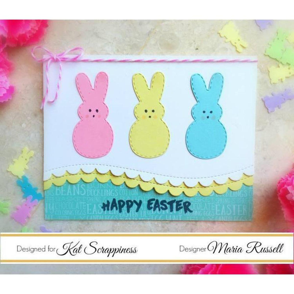 Stitched Easter Bunny Outline Dies by Kat Scrappiness - Kat Scrappiness