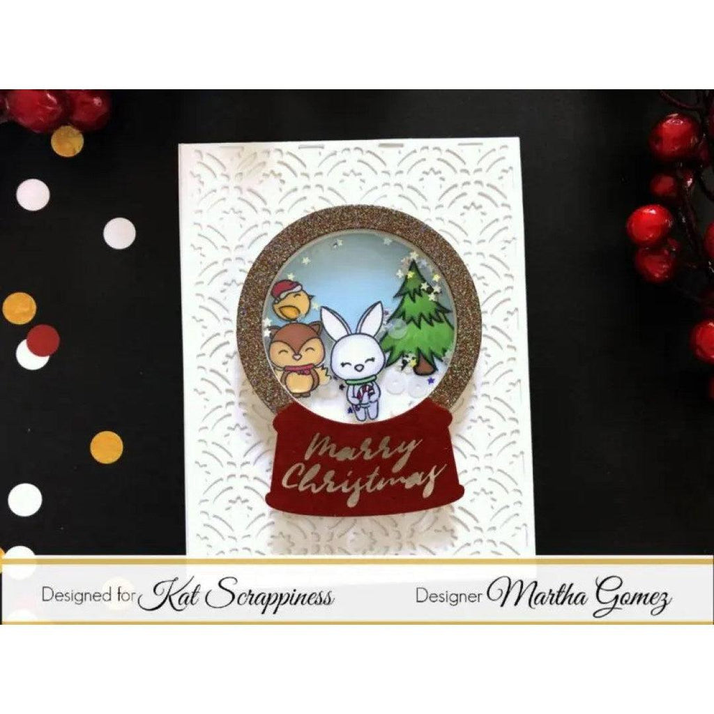 "Merry Christmas" Engraved Snow Globe Shaker Card Kit - 059