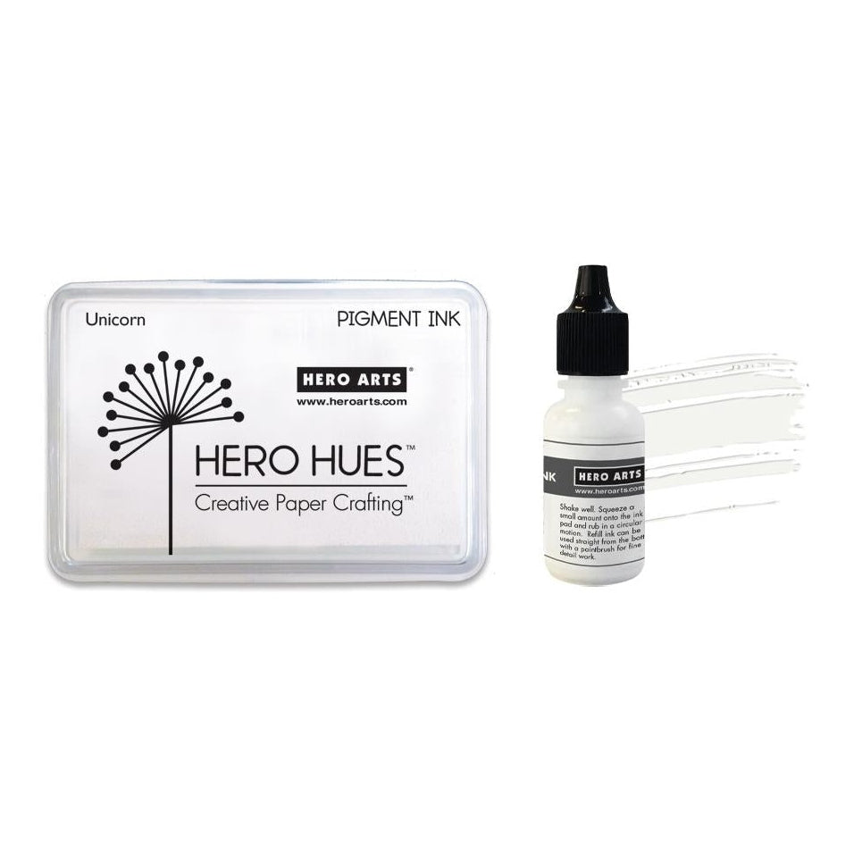 Hero Arts Dye Ink Pad + Reinker Bundle - Unicorn White